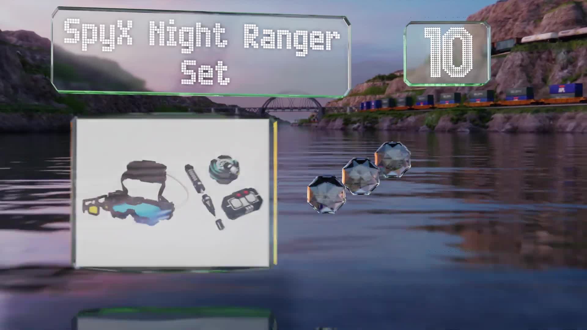 Close-up of the Spy X Night Ranger set goggles with flashlights