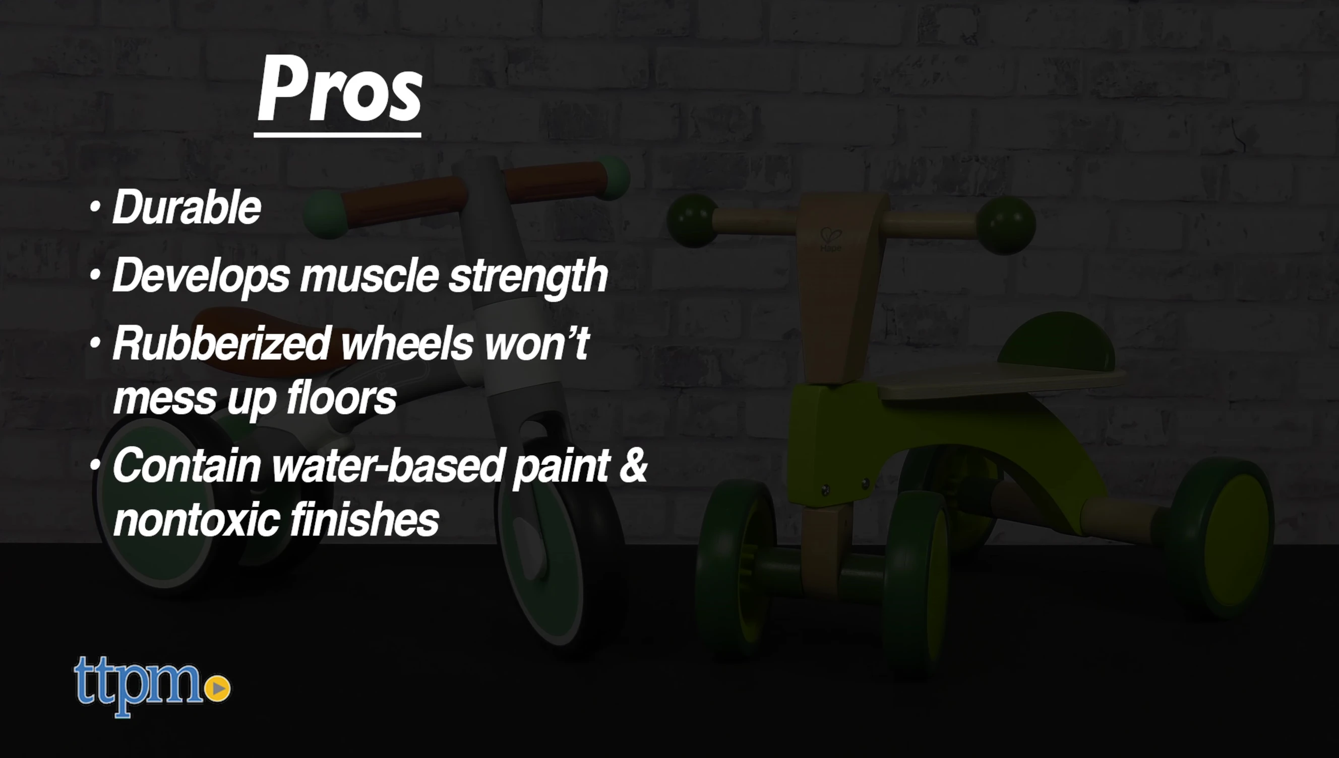 Image emphasizing the non-toxic finishes of the bikes.