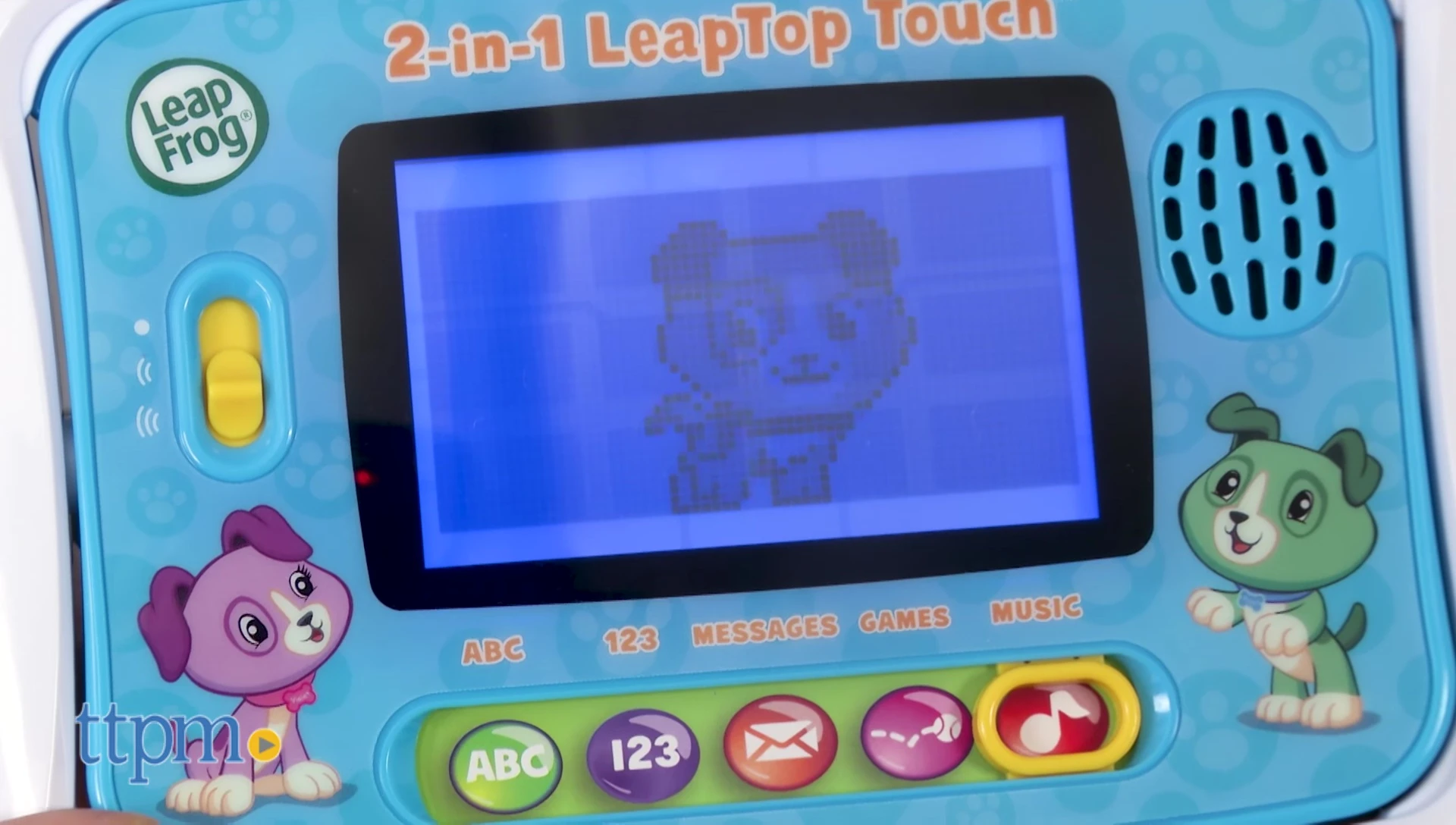 The LeapTop Touch in tablet mode showing the music mode interface