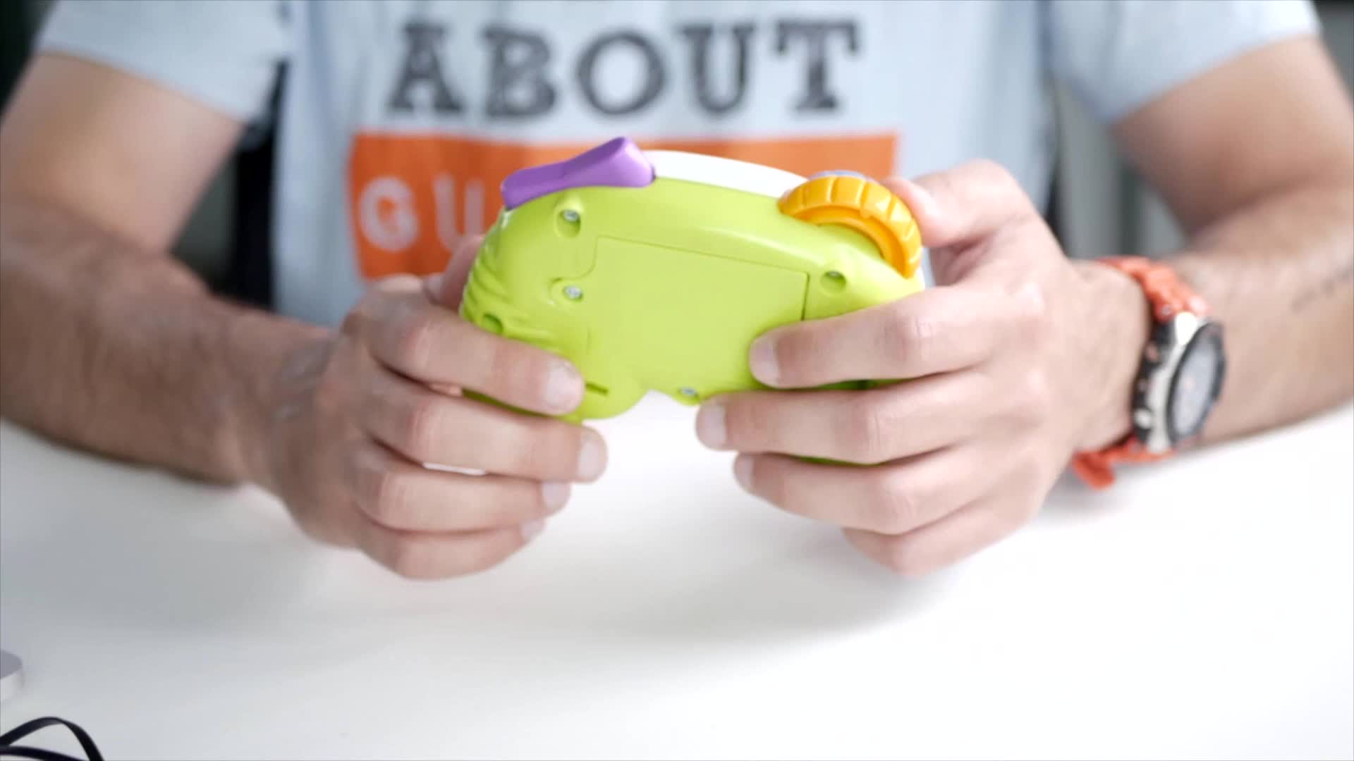 Close-up of the Fisher-Price game controller