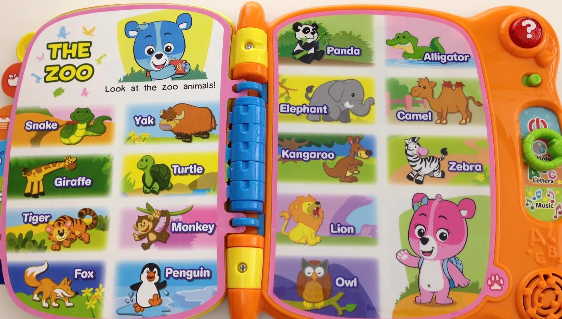 Image showing the words 'tiger' and 'monkey' highlighted on the screen.