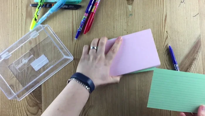 Write the subject and topic on one side (e.g., 'Geography - Rivers').