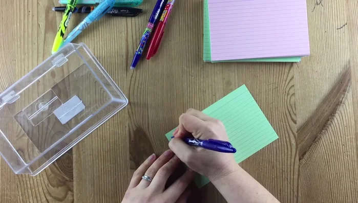 Write the subject and topic on one side (e.g., 'Geography - Rivers').