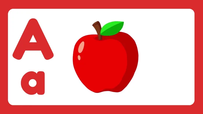 Letter A and associated words (Apple, Airplane, Alligator, Ambulance, Avocado, Ant)