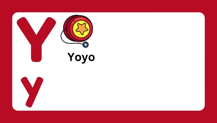 Letter Y and associated words (Yoyo, Yak, Yoke, Yacht, Yellow, Yarn)