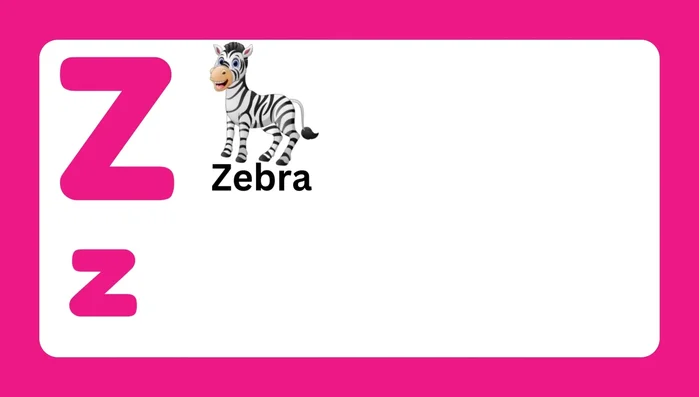 Letter Z and associated words (Zebra, Zip, Zucchini, Zeppelin, Zero, Zoo)