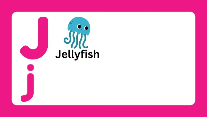 Letter J and associated words (Jellyfish, Jam, Jug, Jeep, Juice, Jacket)