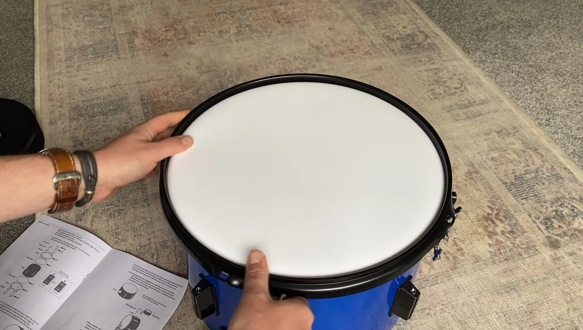 Starting to assemble the drum set
