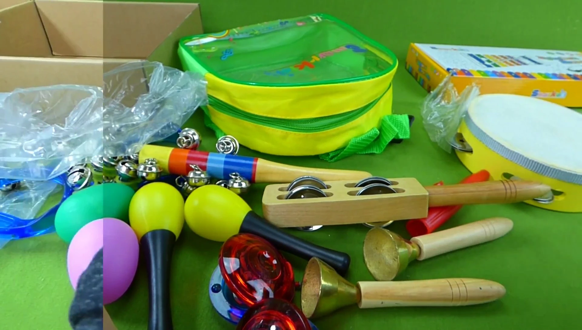 All the instruments being packed back into the backpack.