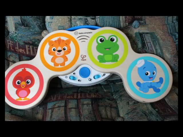 Close-up of the Baby Einstein Magic Touch Drums in its packaging