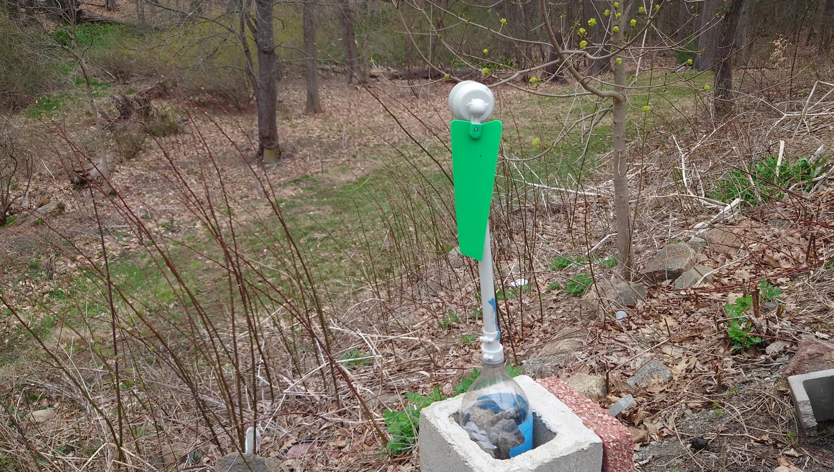 A slightly weathered but still functional wind turbine.