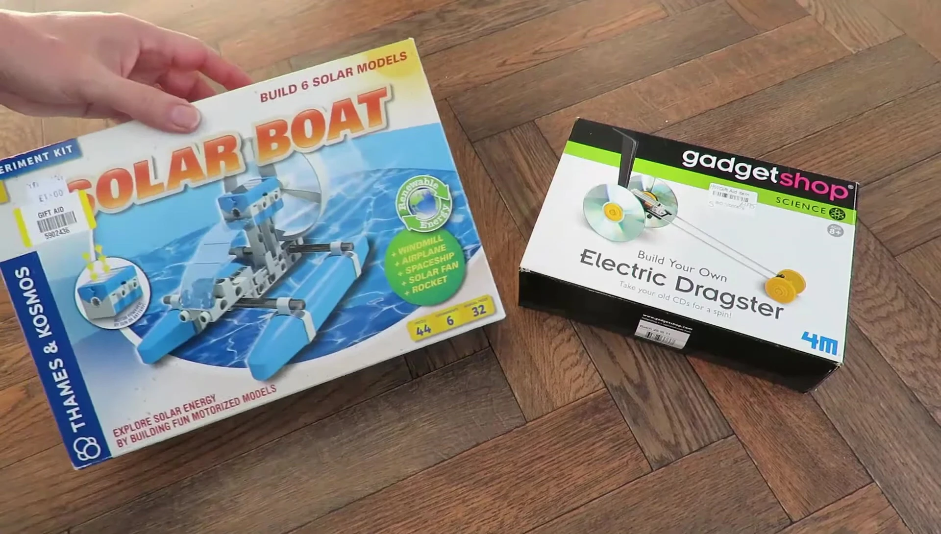 Close-up of the unopened solar boat kit.