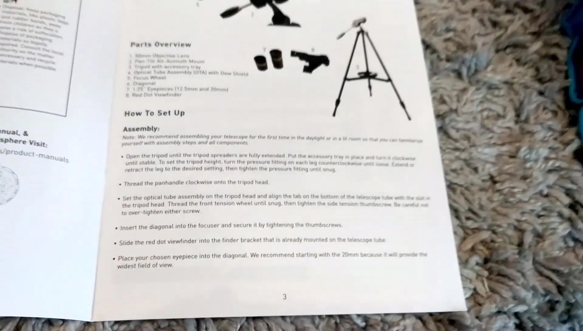Assembling the tripod.