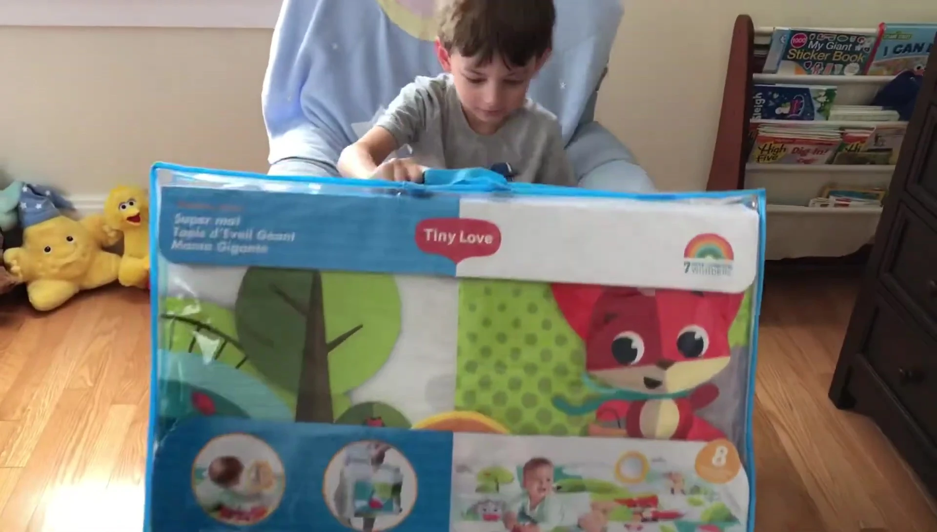 Opening the play mat.