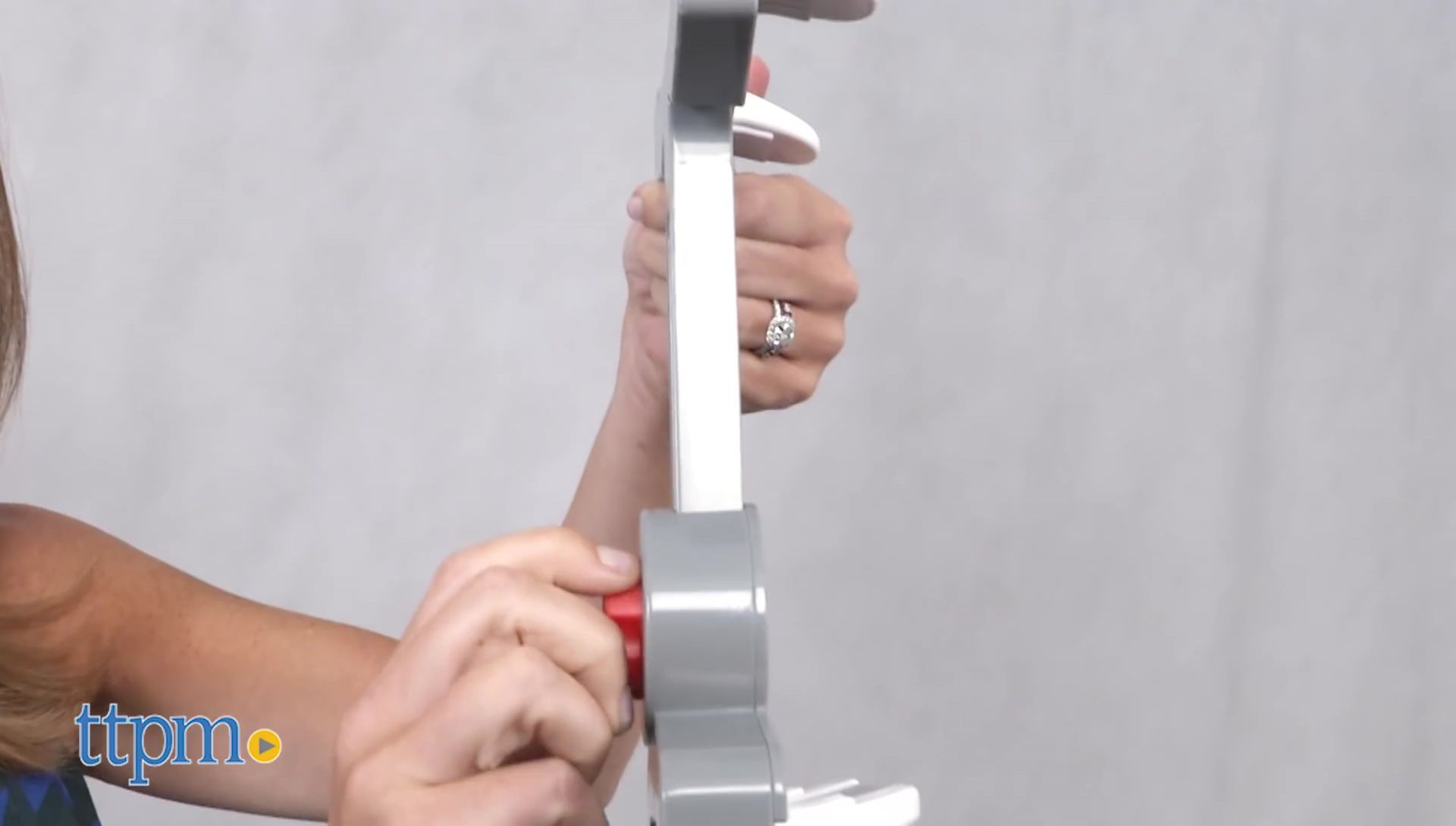 Image showcasing the adjustable seat and tablet holder.