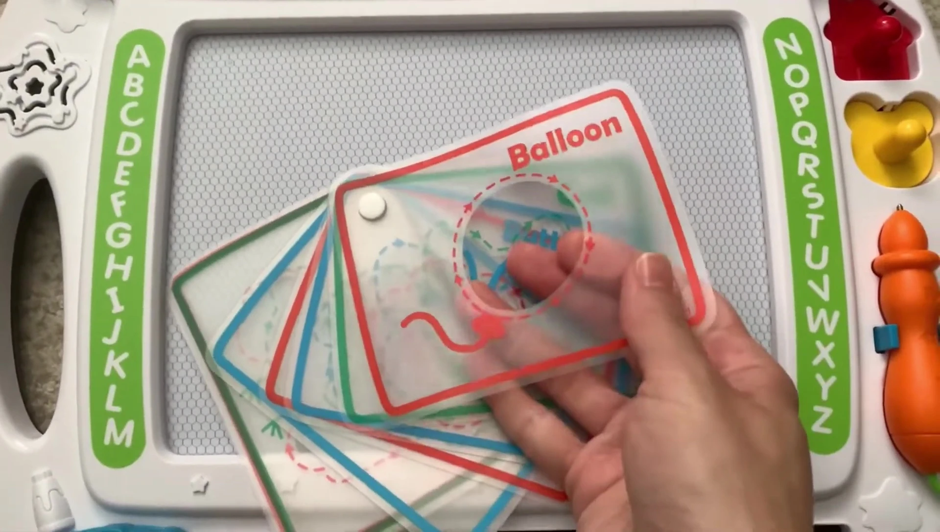 The drawing pad with object stencils.
