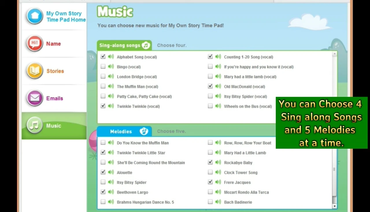 The Music mode on the device's screen is shown.