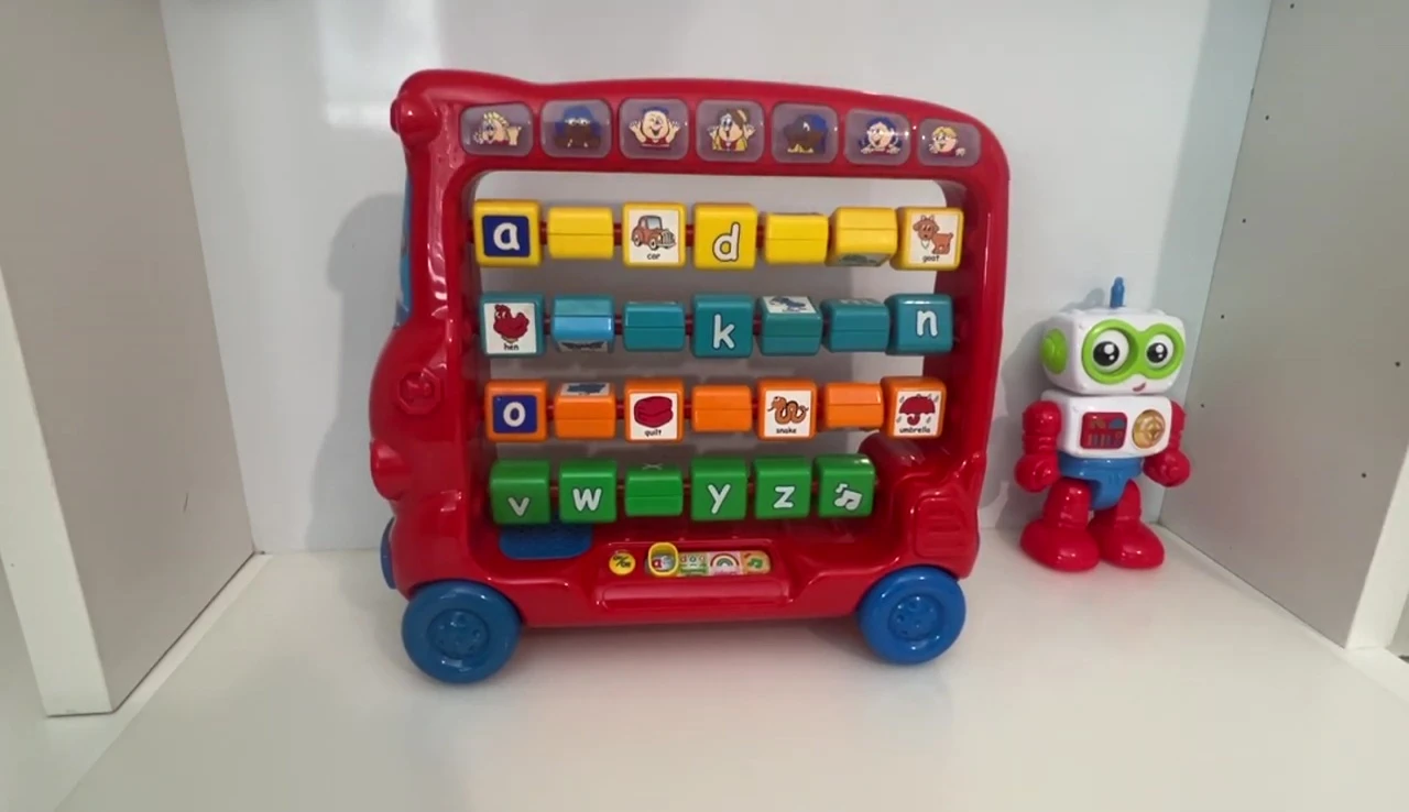Close-up of the spinning blocks