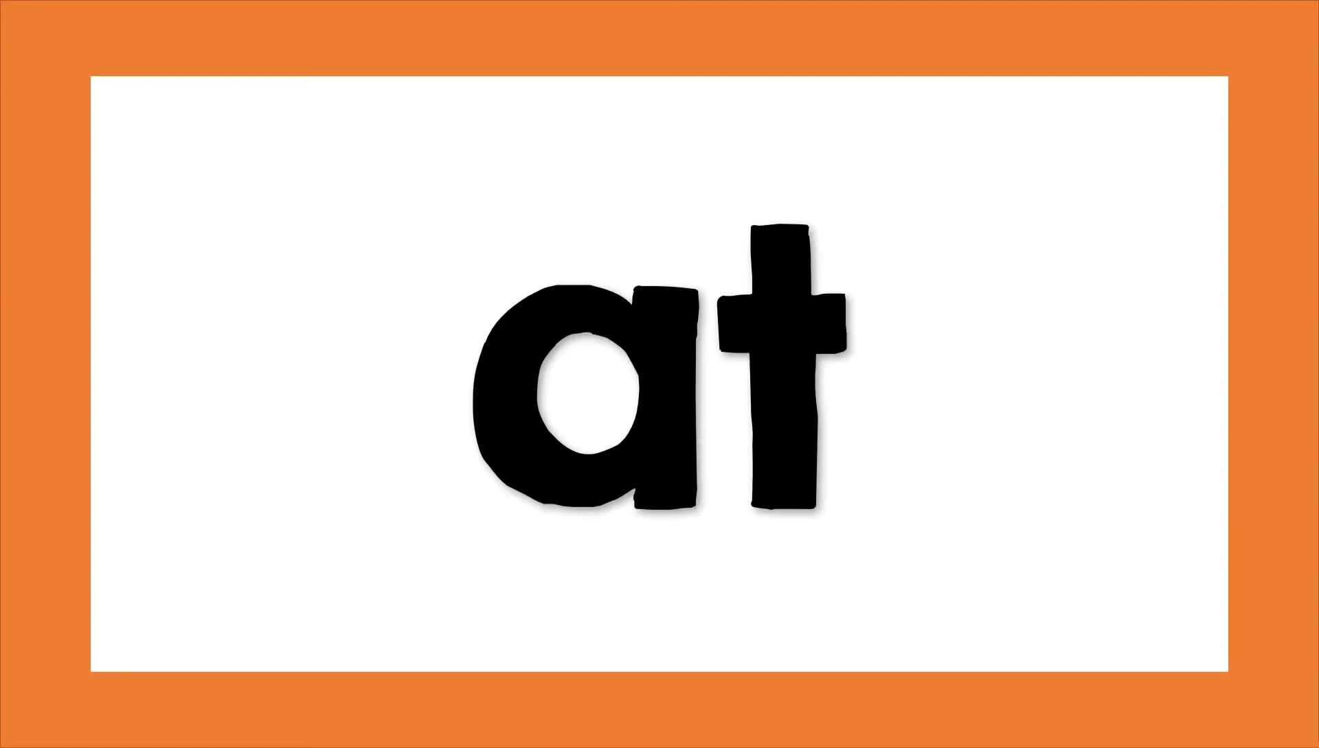 Flashcard with the word 'at'