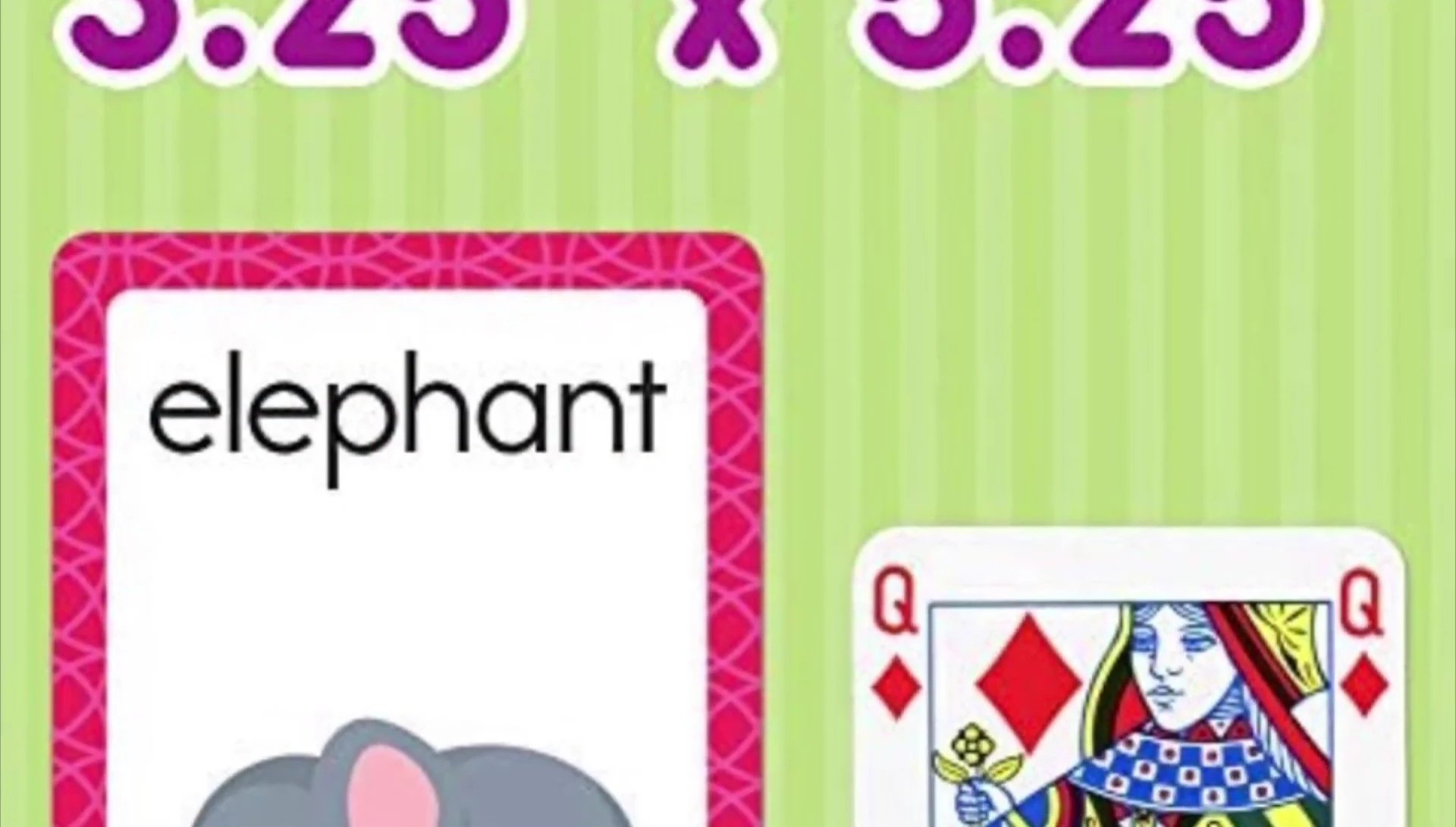 Close-up showing the large size and clear print of a flashcard.