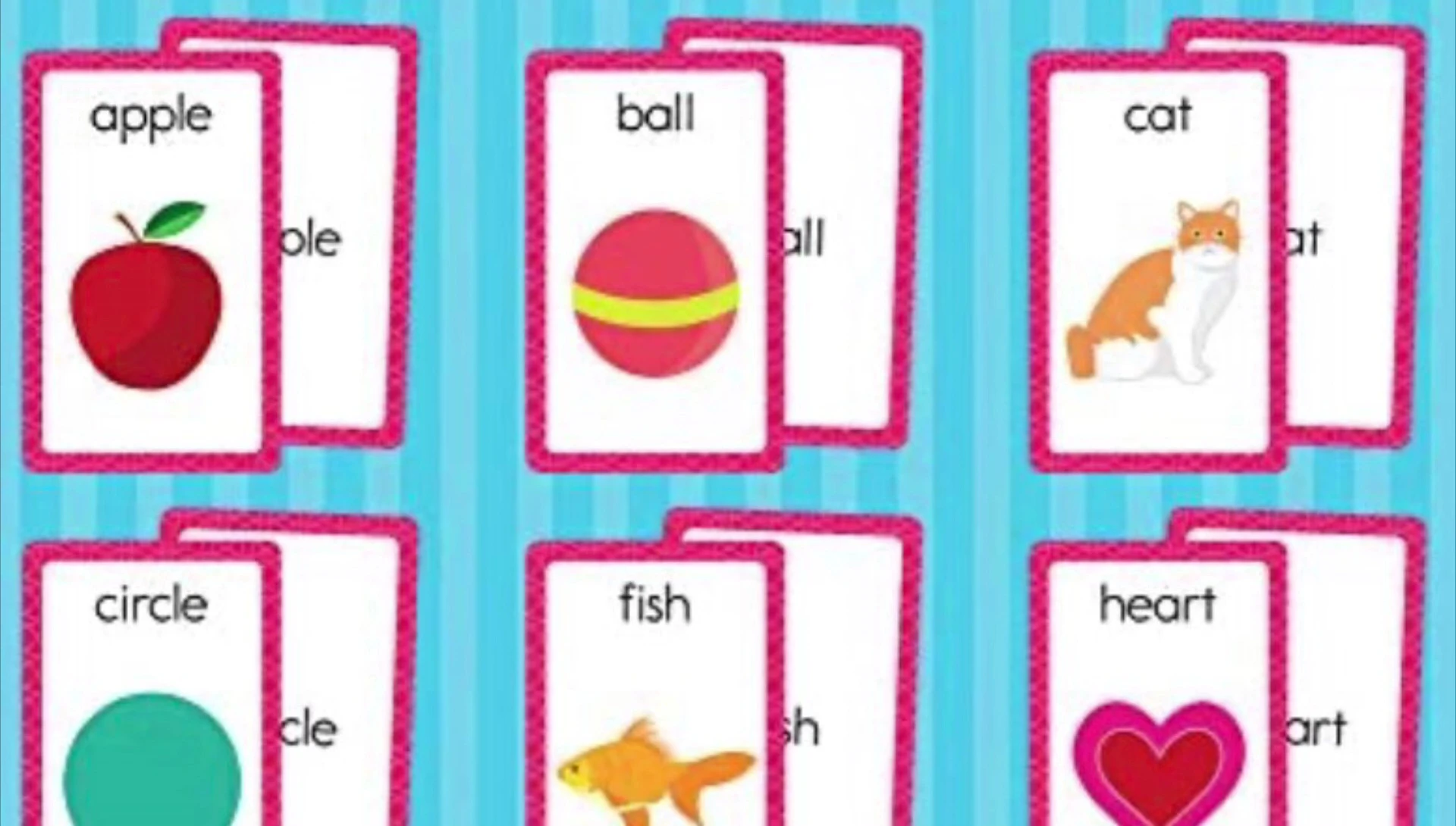 A shot of the parent and child interacting with the flashcards.
