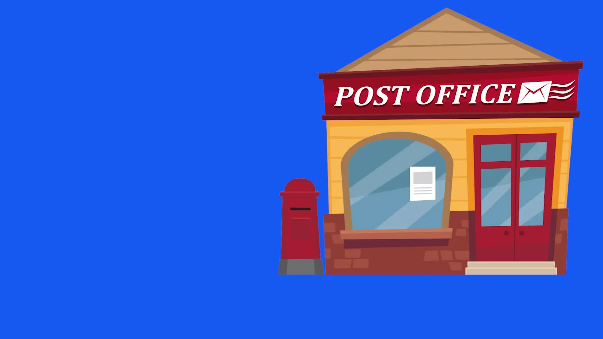 Flashcard showing the word 'Post Office'