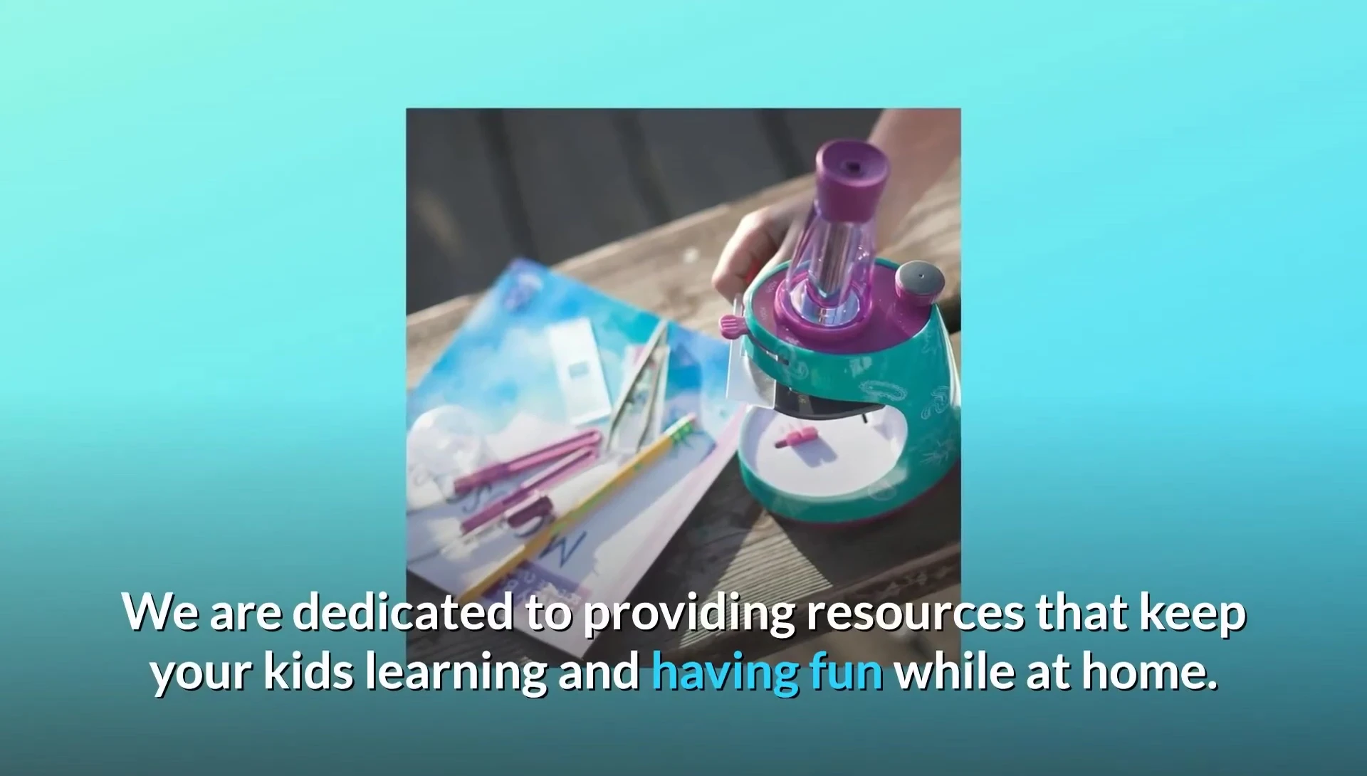 Ending screen with text about dedicated resource for kids.
