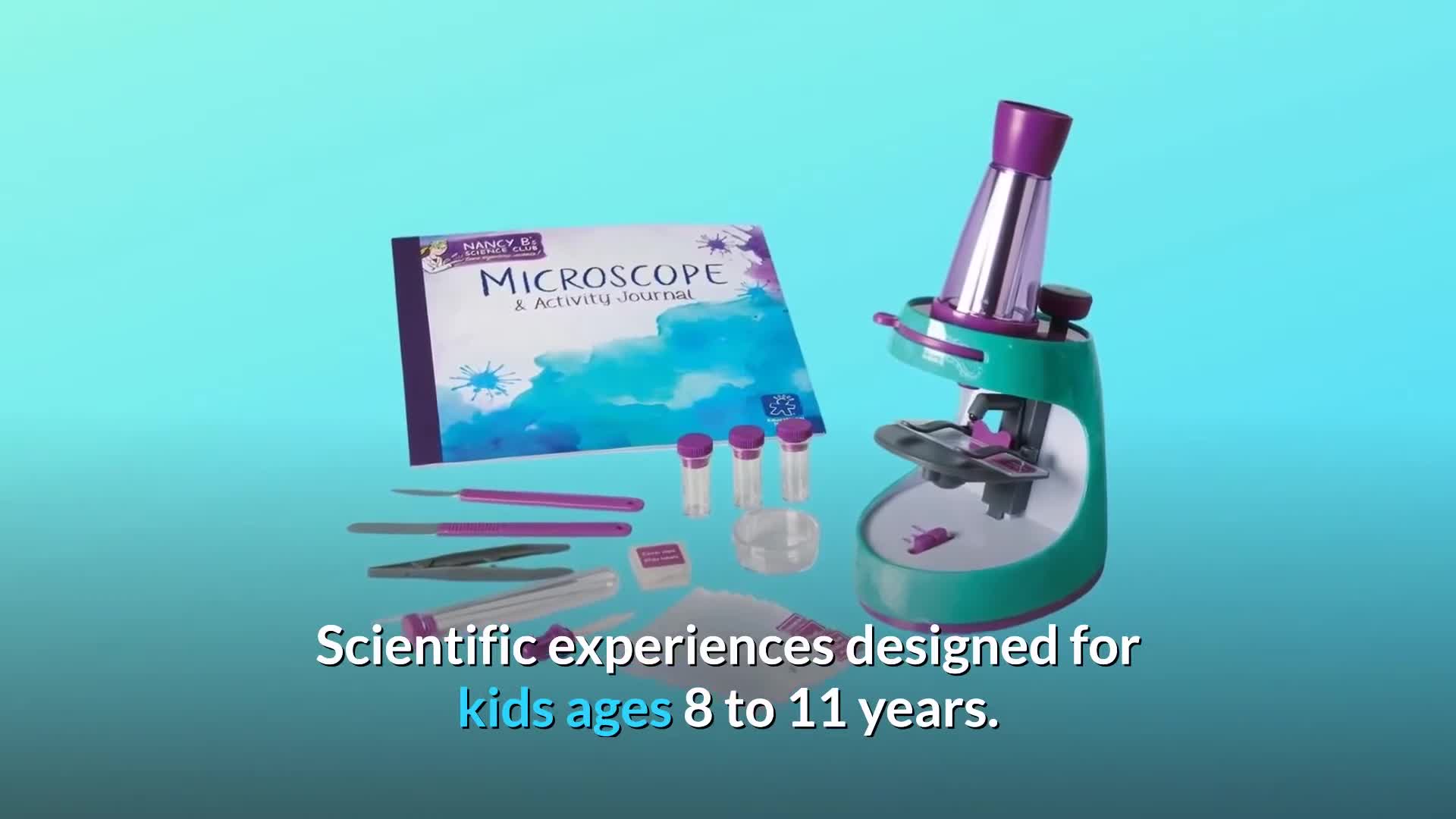 Close-up of the microscope and activity journal box.