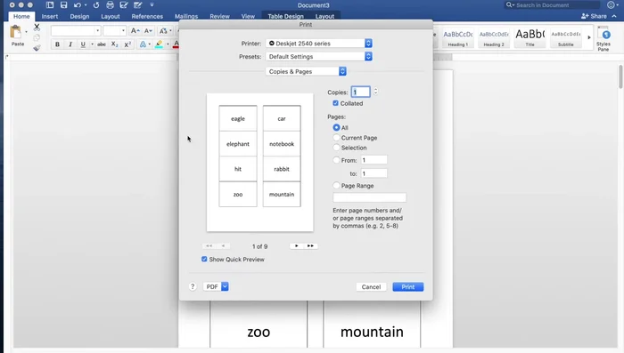 Do a print preview ('File' > 'Print' > 'Print Preview') to ensure proper formatting before printing.