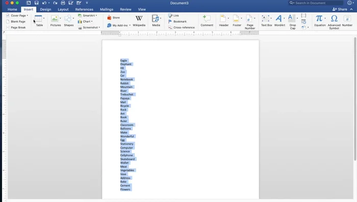 Go to 'Insert' > 'Tables' > 'Convert Text to Table'. Keep the default settings and click 'OK'.