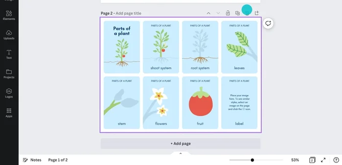 Duplicate the template page to create more cards of the same size.