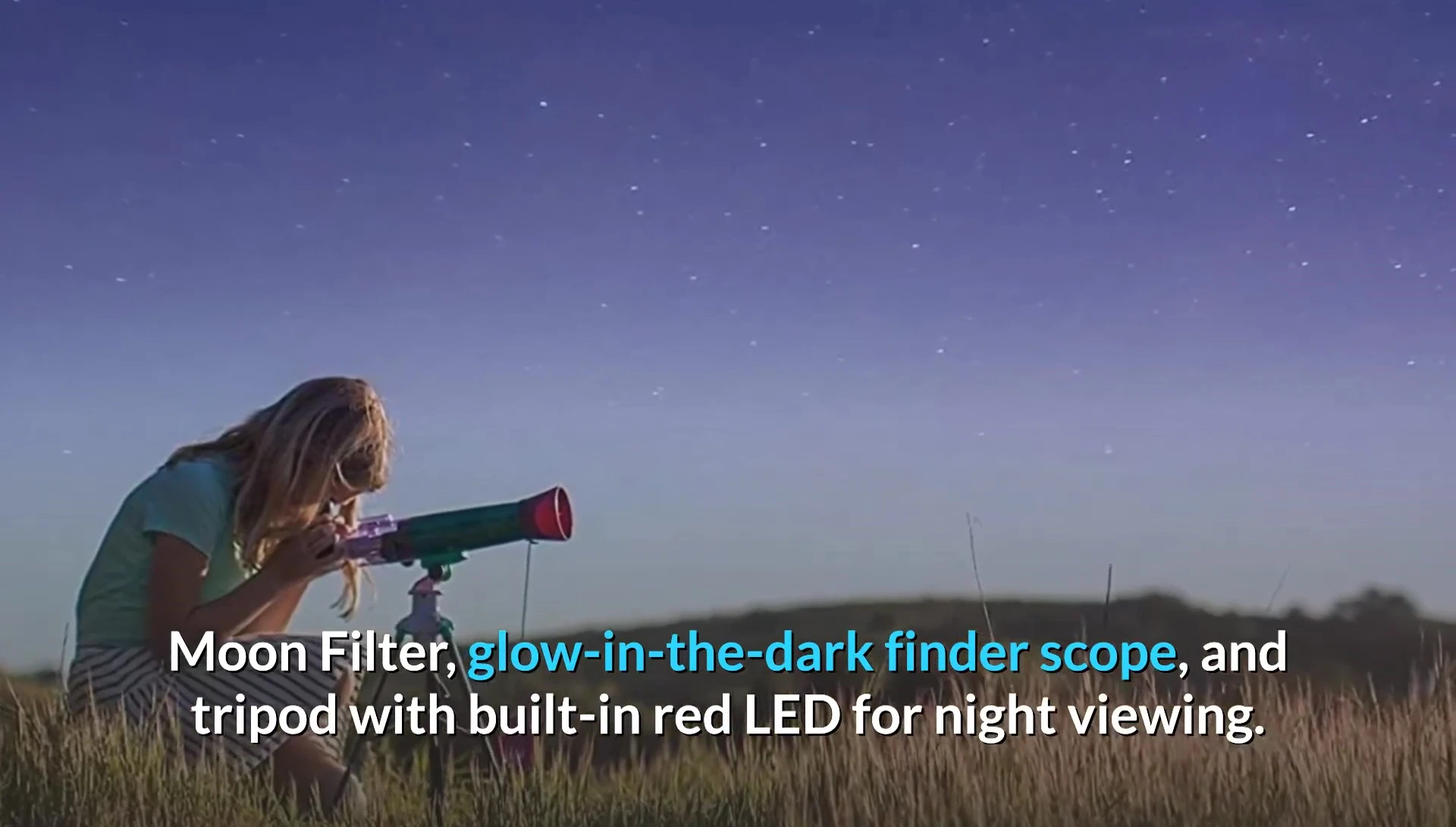 Demonstration of the red LED light on the tripod.