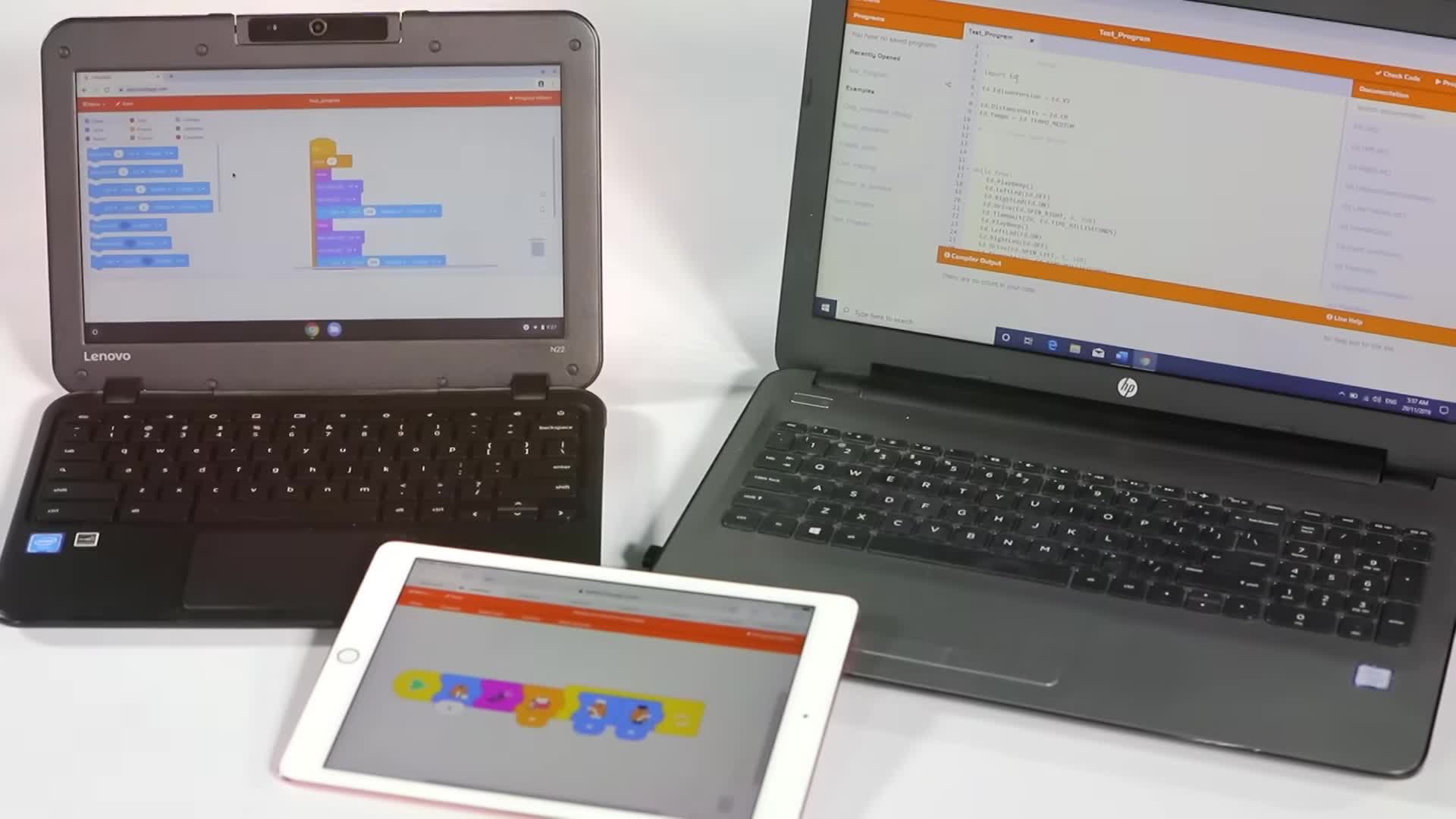 Screen displaying the three Edison programming languages