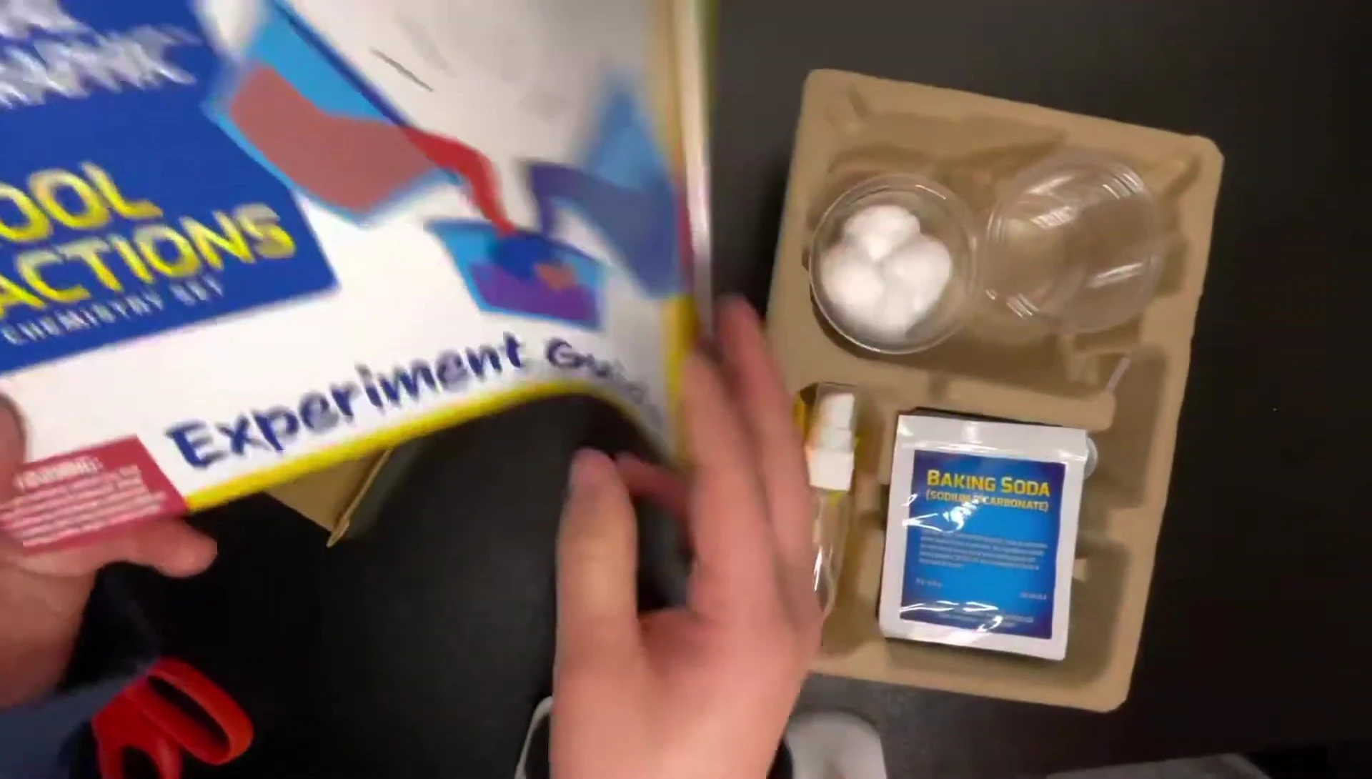The contents of the kit, including the instruction booklet and materials
