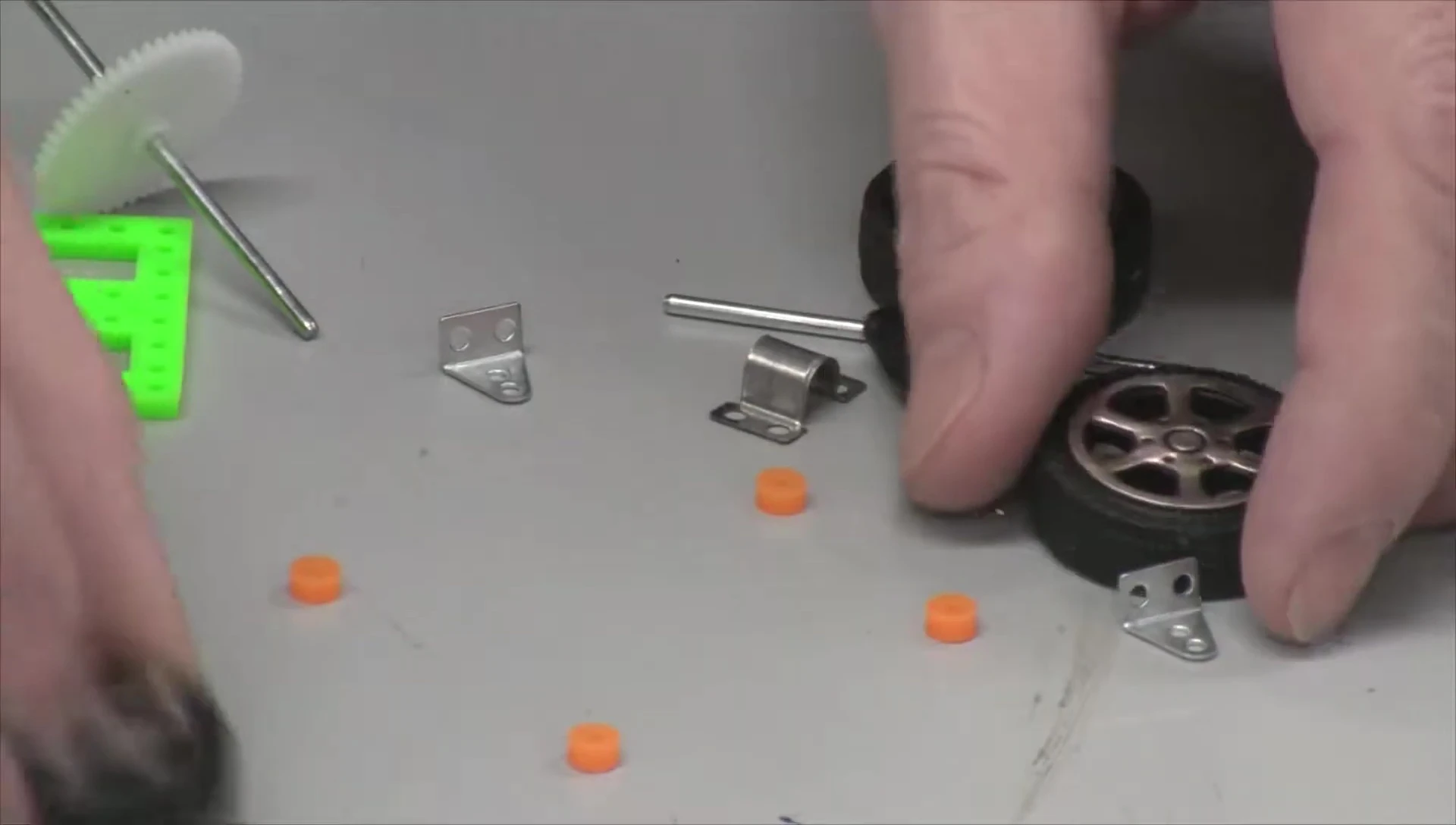 Close-up of the individual parts of the solar car kit.