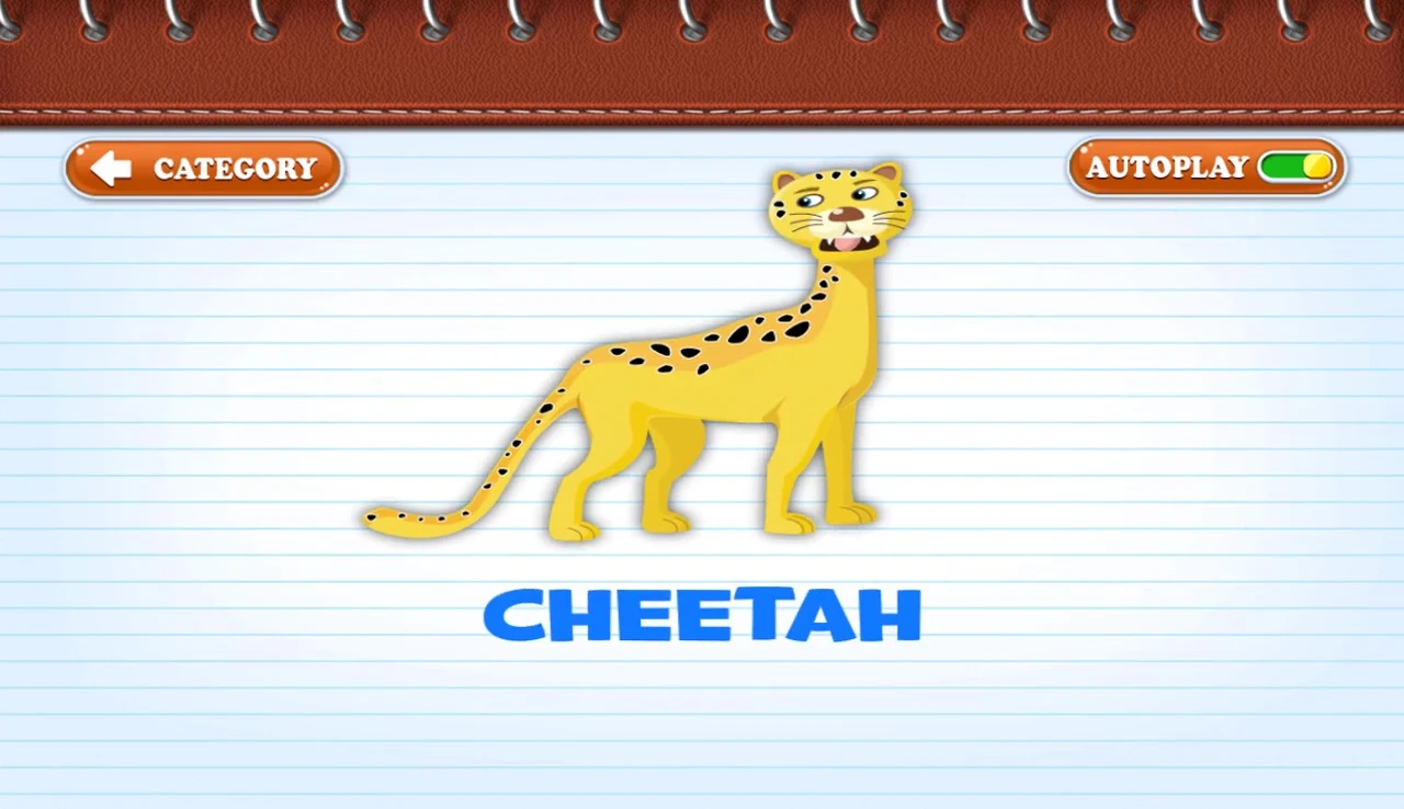 Flashcard showing a different animal, potentially 'giraffe'