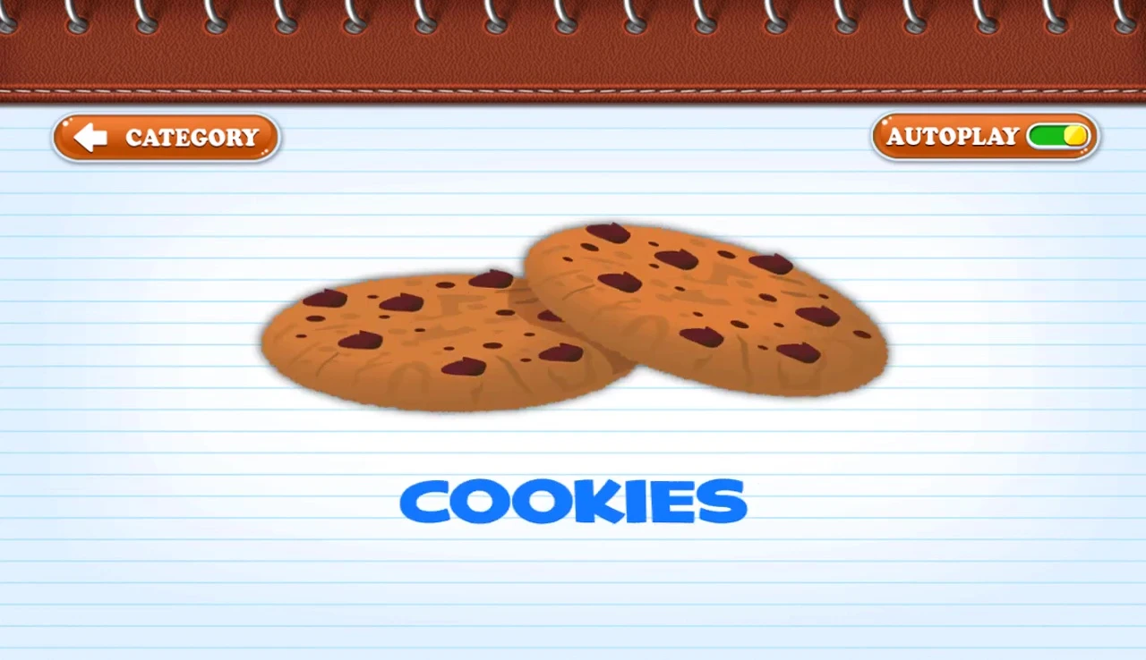 Flashcard showing 'cookies'