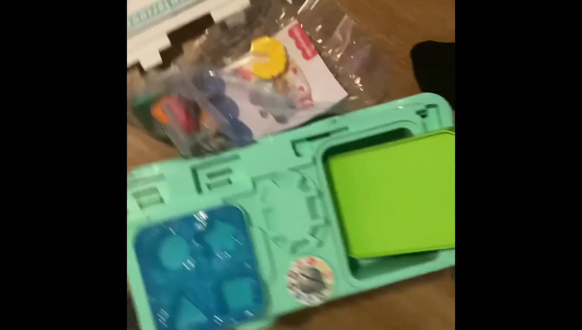 A closer look at the unassembled toy components.
