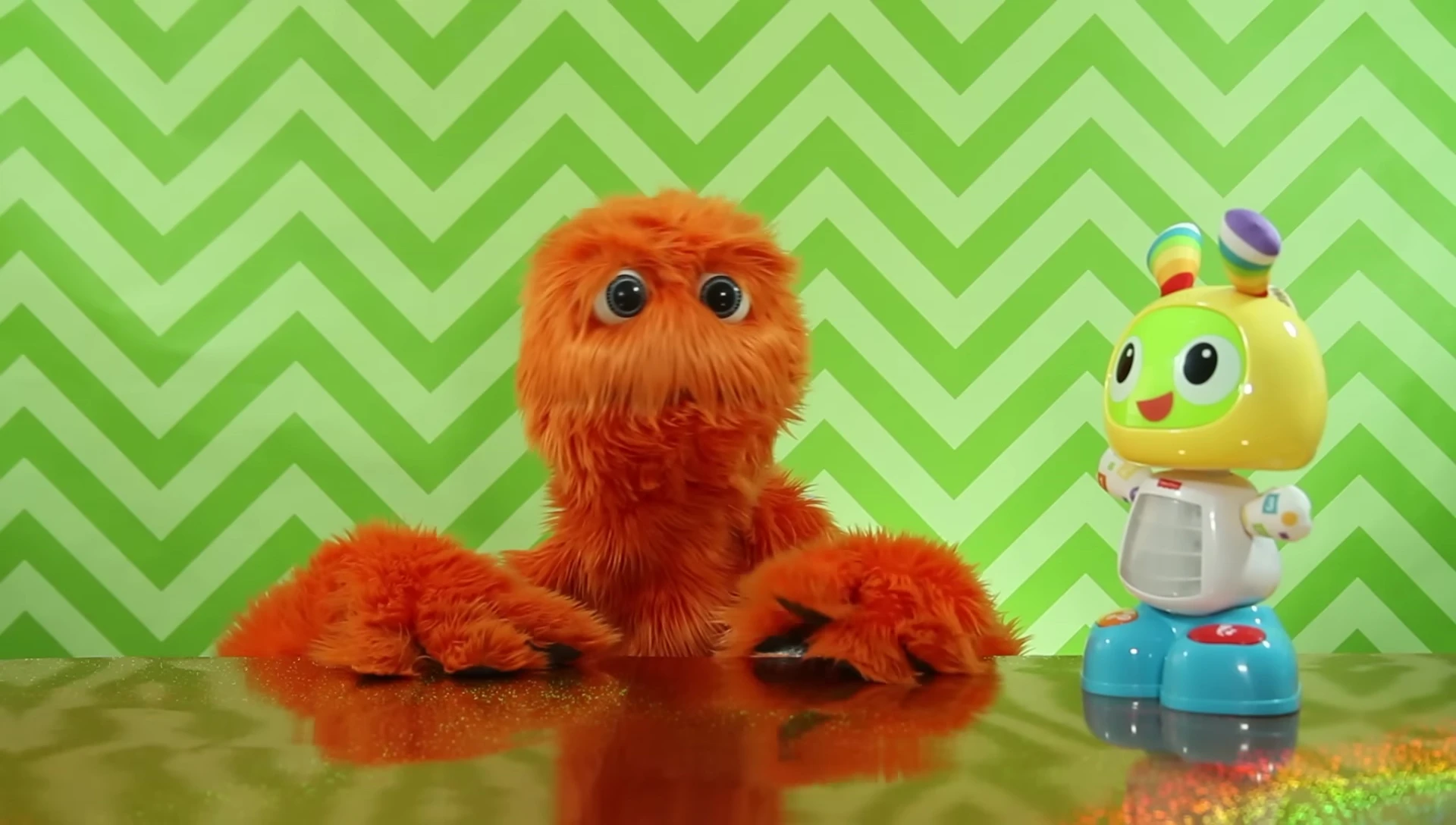The reviewer giving a positive review of the toy.