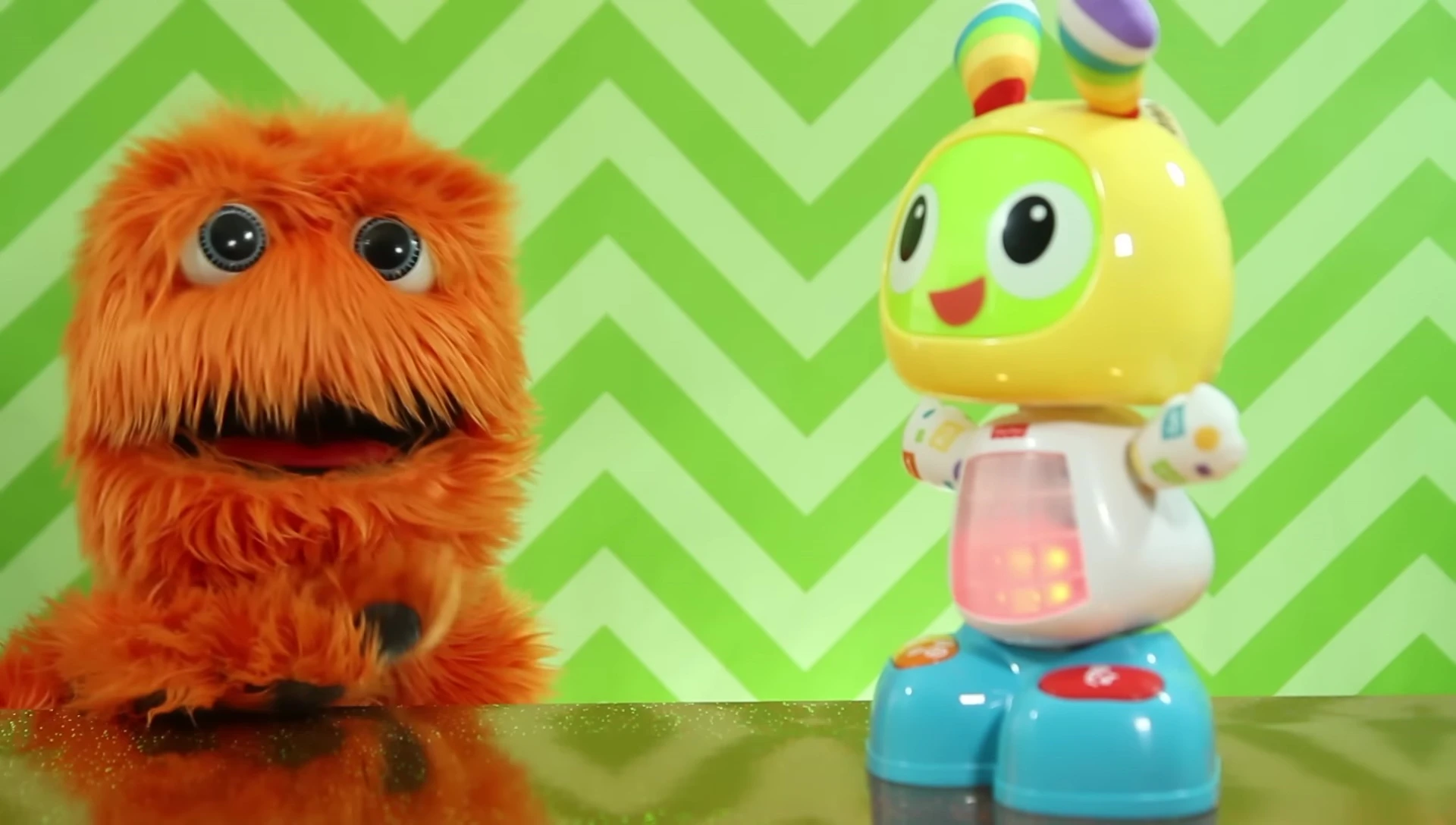 The robot singing and interacting with a child.