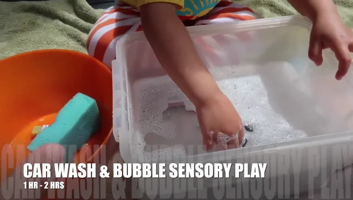 Prepare containers with soapy and clean water.
