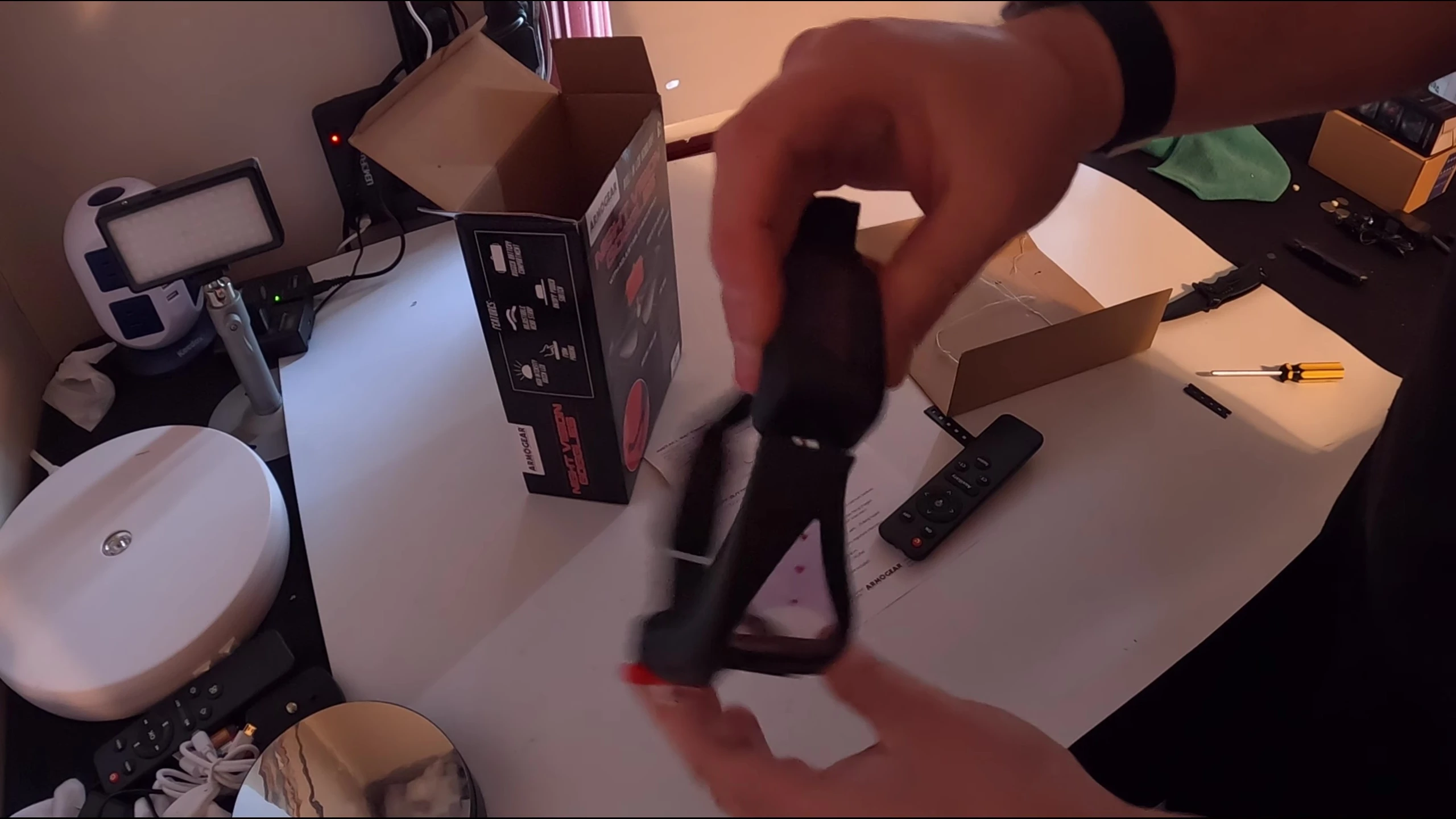 Close-up showing the power button