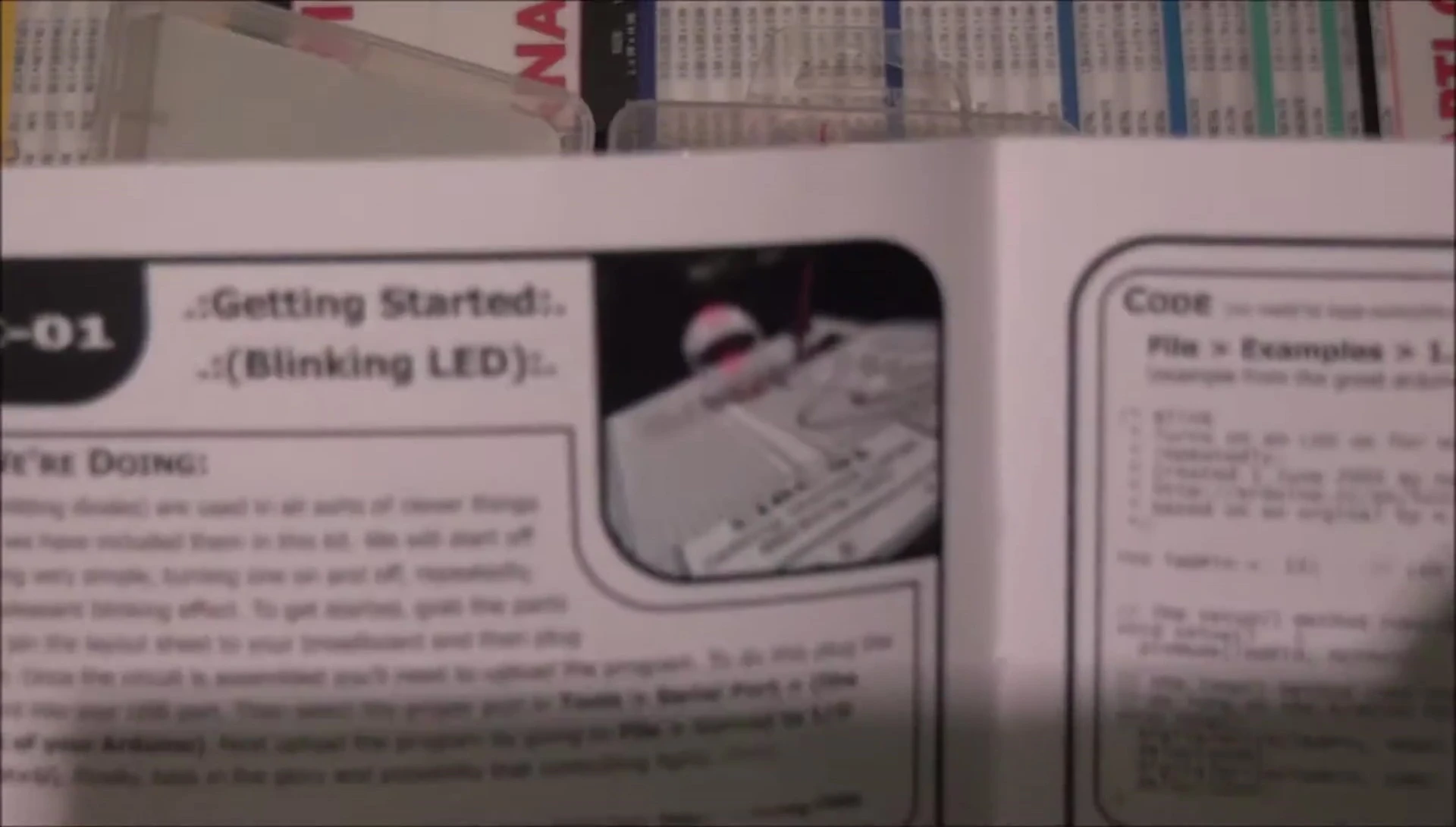 Example of a simple blinking LED project from the manual.