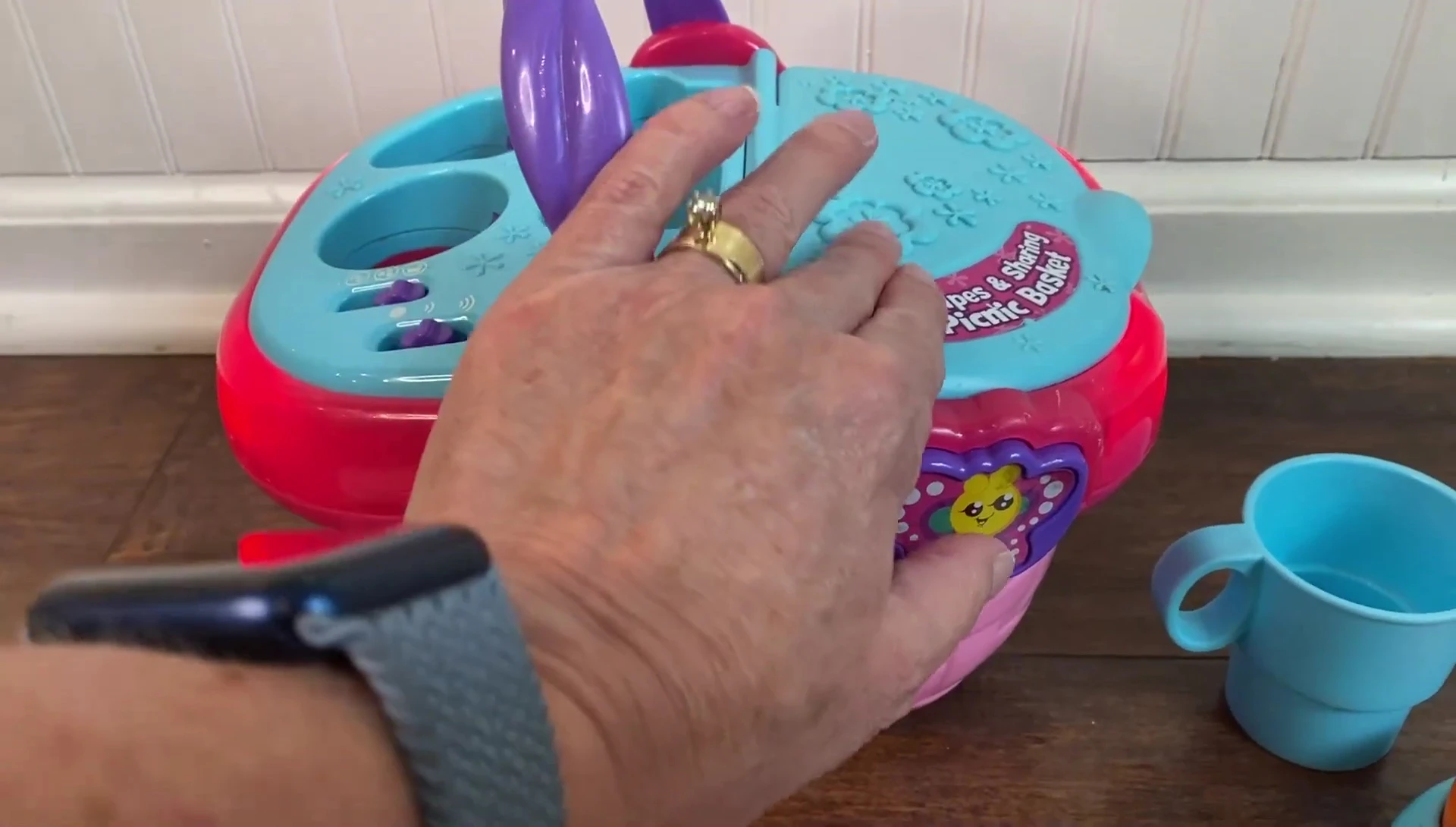Child pressing the butterfly button