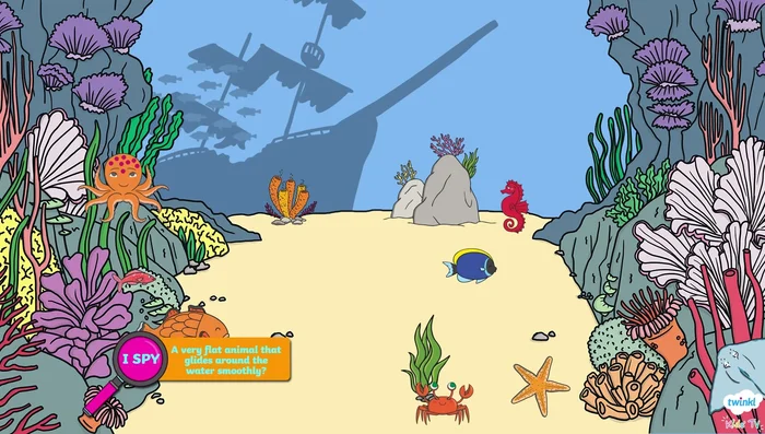 Identify a very flat animal that glides smoothly through the water.