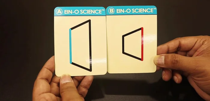 Height Illusion: Compare the heights of two figures. The perception of height is altered by the surrounding visual elements.