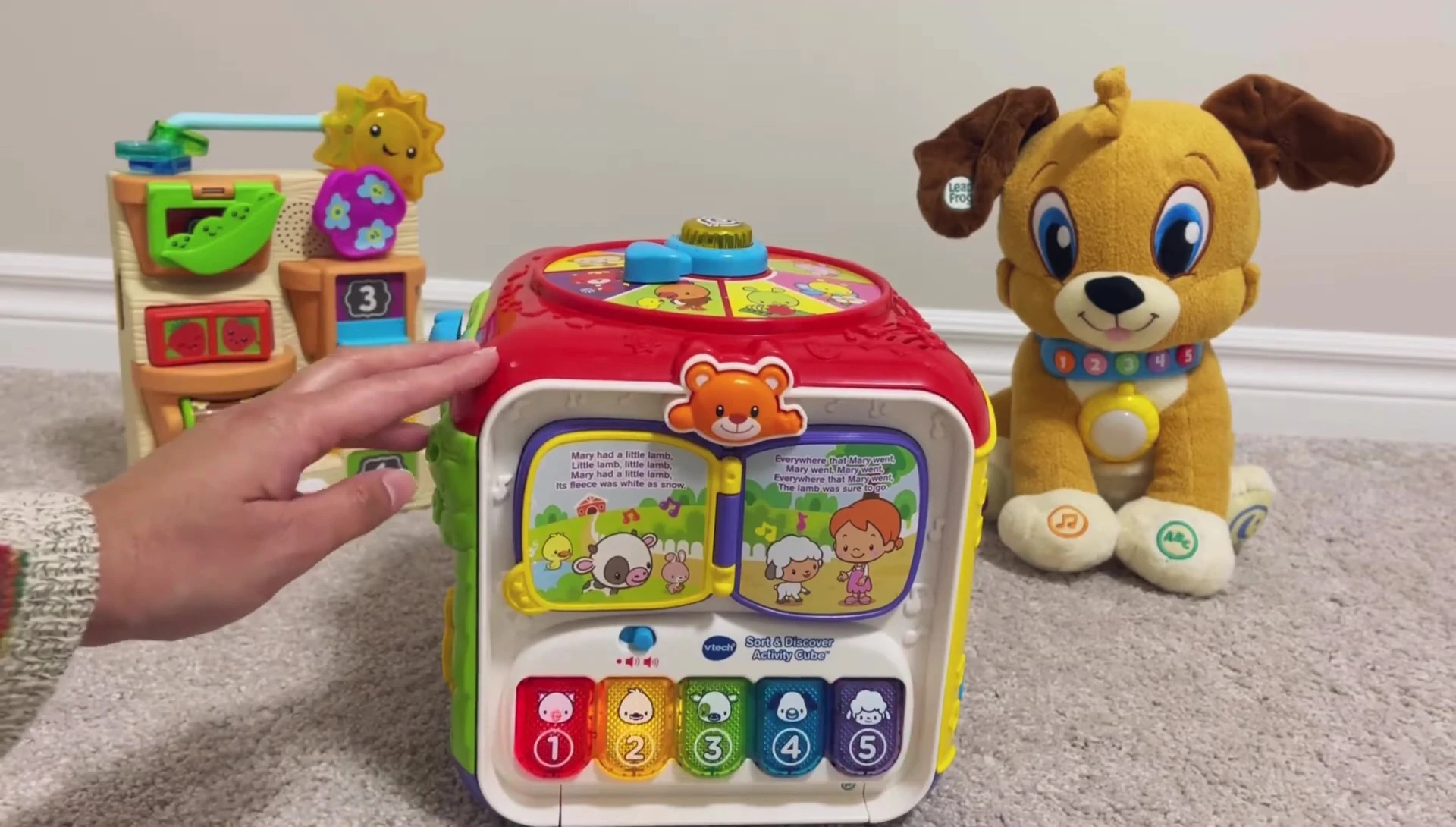 The bear button on the VTech activity cube.