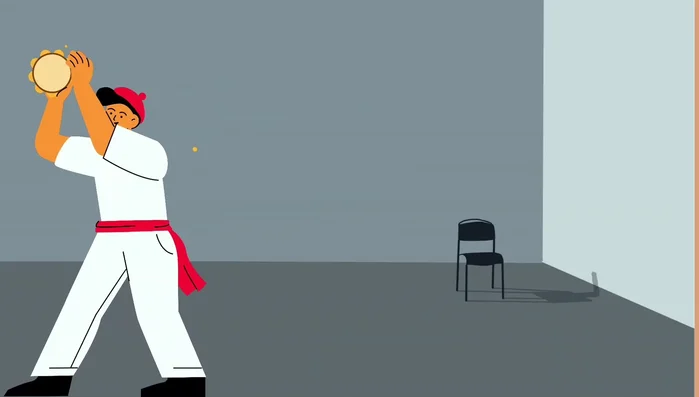 Tambourine: Small drum with jingles; shake or hit it to make rhythms.