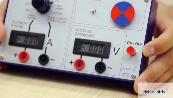 Use the load measurement box with integrated consumers (motor, lamp) to conduct experiments and measure characteristic curves.