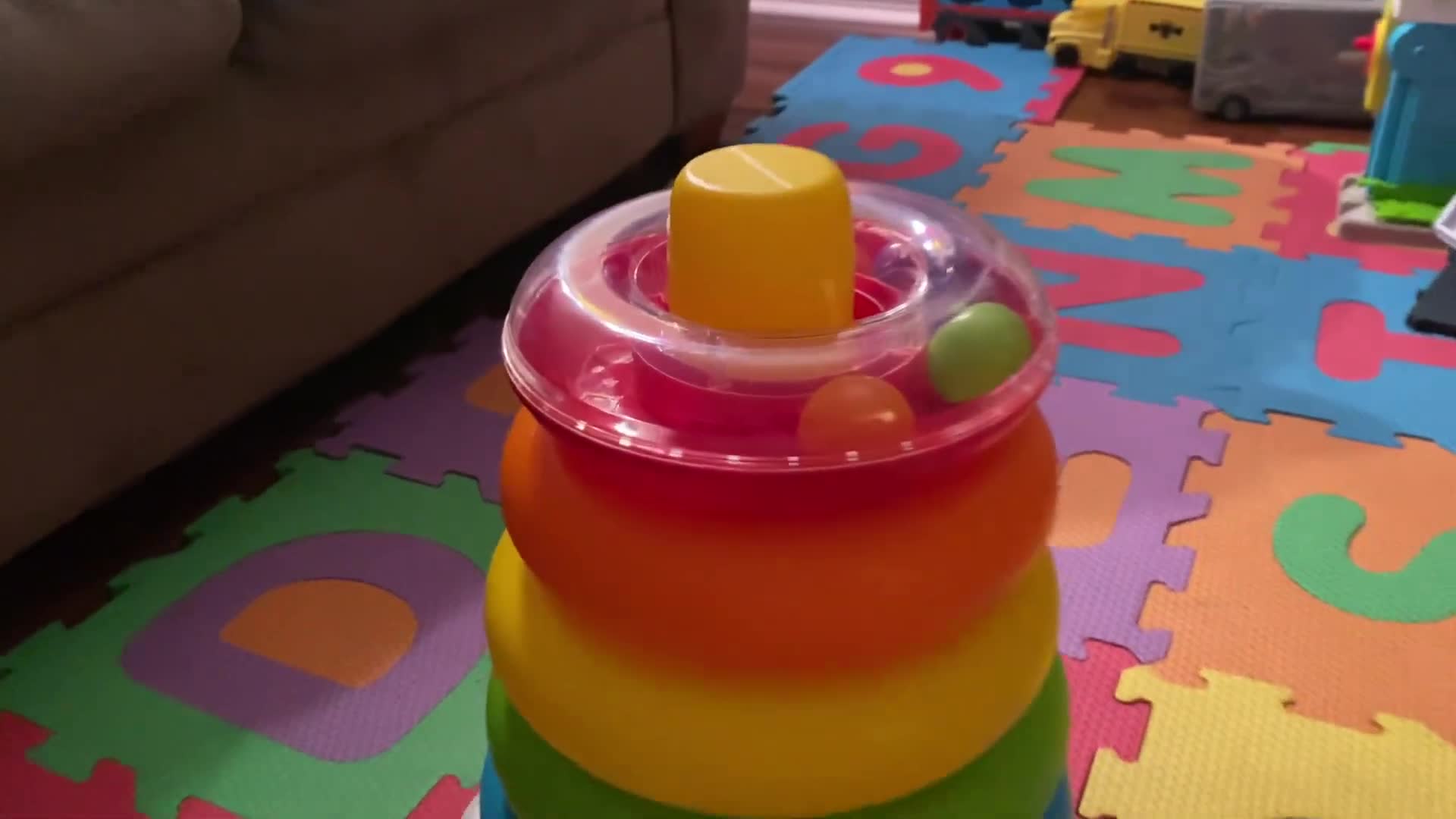 Overall view of the giant Rock-a-Stack toy